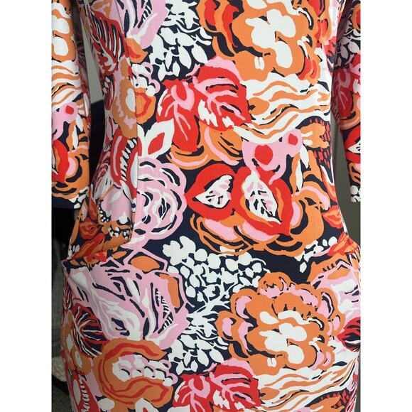 J. McLaughlin Catalyst Dress Catalina Cloth 3/4 Sleeves Pockets Sheath Floral XS - Picture 5 of 10